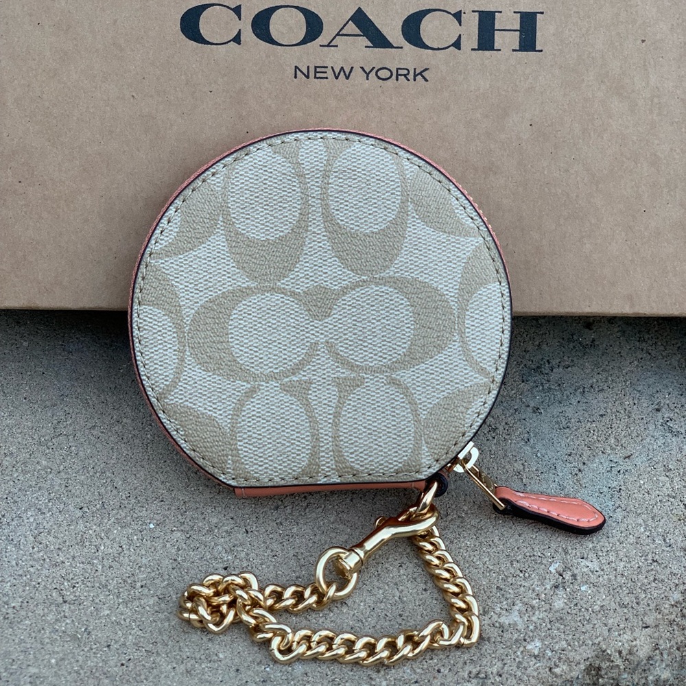 COACH Signature Rainbow Round Coin Purse - Picture 2 of 6